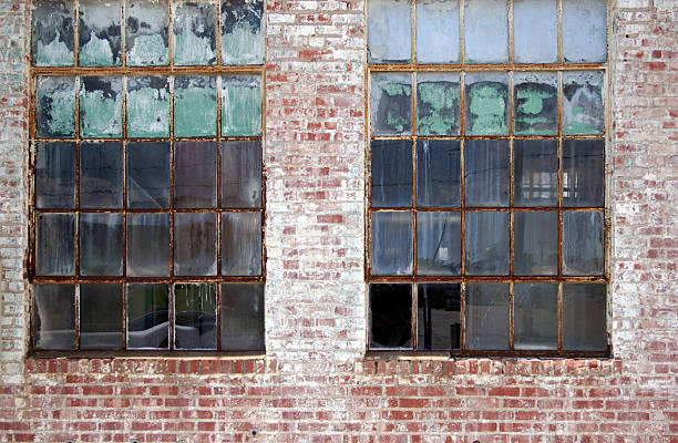 Factory Windows stock photo