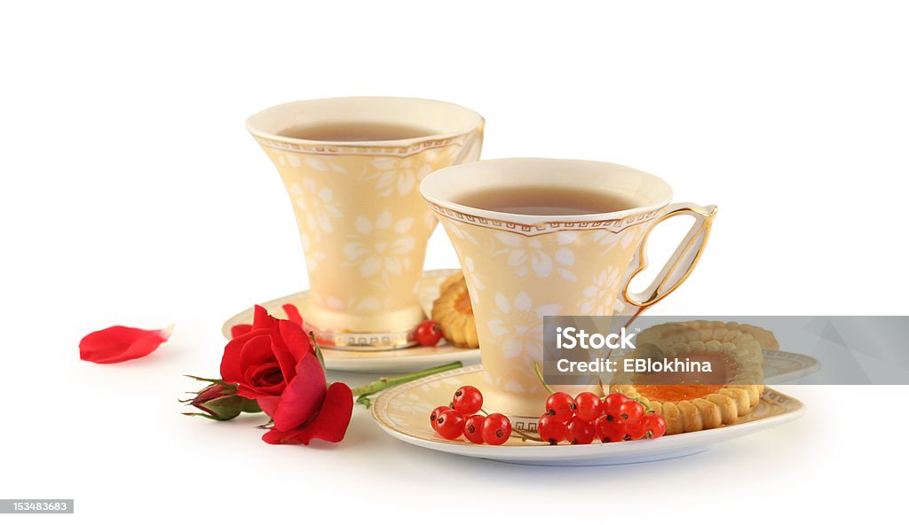 Dwie Filiżanki herbaty. - Zbiór zdjęć royalty-free (Białe tło)