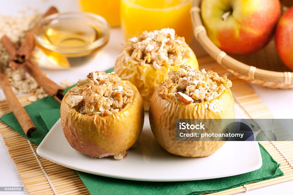 Baked apple stuffed with bread pudding baked apple  Baked Apple Stock Photo