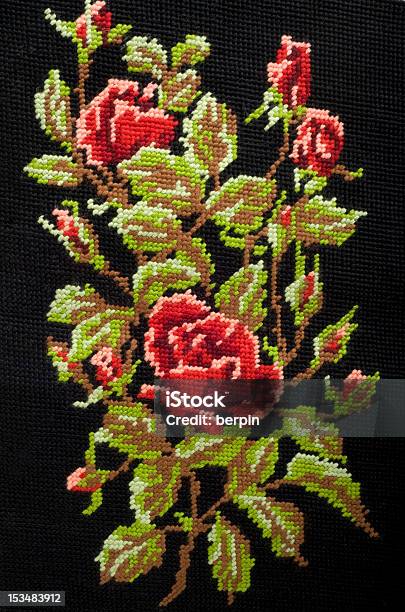 Hand Embroidered Stock Photo - Download Image Now - Cross-Stitch, Flower, Art