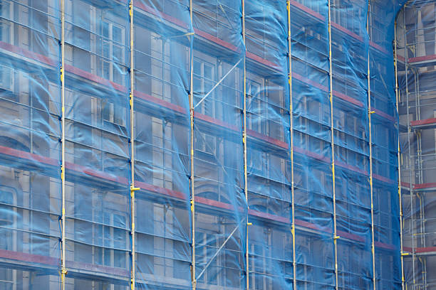 rusztowanie - restoring house scaffolding history zdjęcia i obrazy z banku zdjęć
