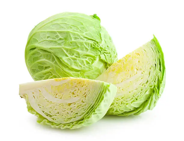 cabbage-head with parts of cabbage isolated on white background