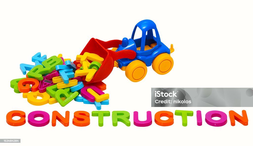 toy Traktor und Wort-Konstruktion - Lizenzfrei Ausrüstung und Geräte Stock-Foto