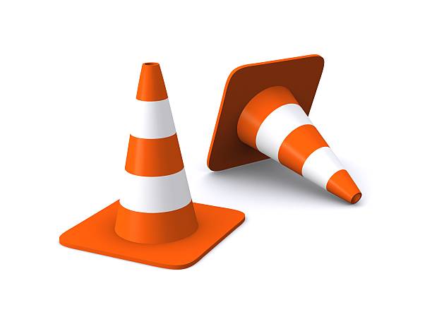 Traffic Cones with cutted vertex stock photo