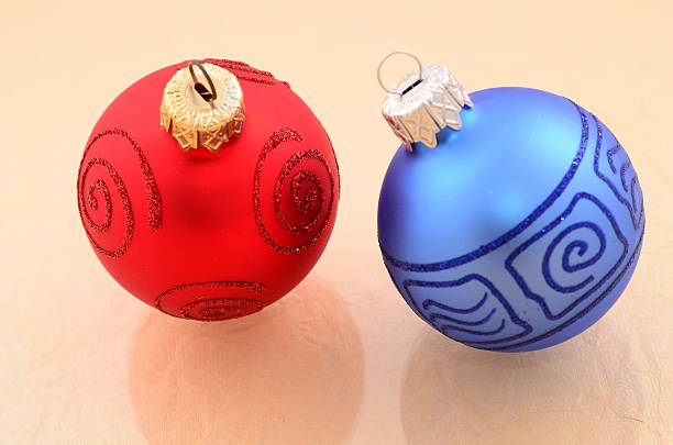 istock Red and blue christmas ornaments 153485217