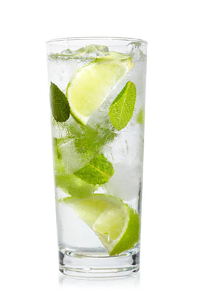 Mint, lime ice vodka stock photo