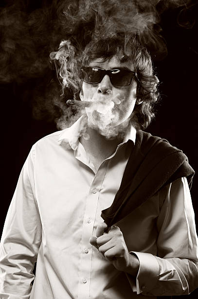 Portrait of a man with cigar stock photo