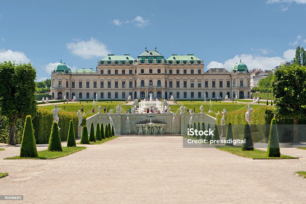 Scenic photo of Belvedere Palace, Vienna, Austria Belvedere Palace Vienna, historic building and landmark with garden and cascades Vienna - Austria Stock Photo