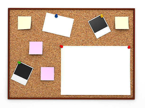 corkboard con etiqueta del papel - blotty fotografías e imágenes de stock