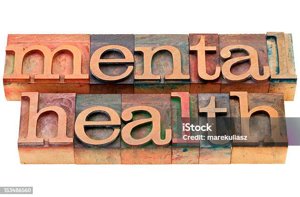 Mental Health In Wood Letters Stock Photo - Download Image Now - Cut Out, Healthcare And Medicine, Horizontal