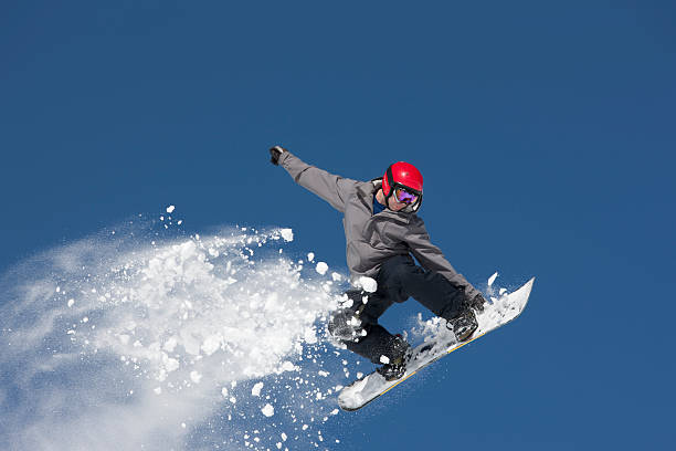 Extreme Snowboard Jump stock photo