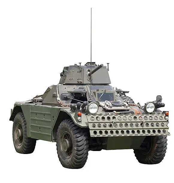 Daimler Ferret Scout Armoured Car isolated on white
