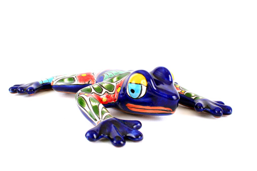 Colorful handpainted ceramic Talavera frog made in Mexico.