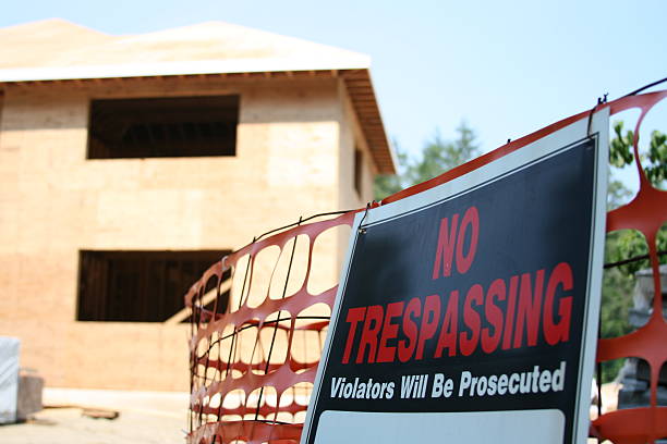 No Trespassing Construction Site stock photo