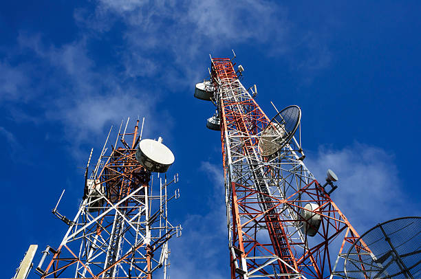 Communication towers Communication towers mobile phone mast stock pictures, royalty-free photos & images