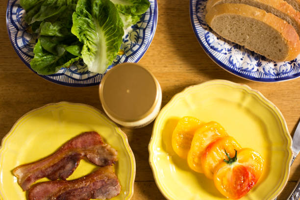 Ingredients for BLT Sandwich with Heirloom Tomato