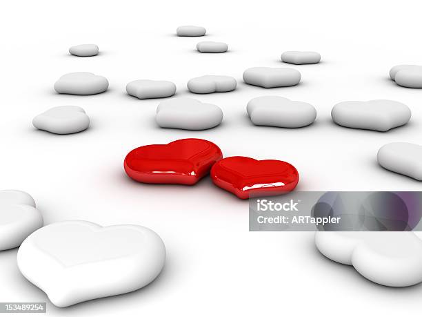 Amor Dois Corações Vermelhos - Fotografias de stock e mais imagens de Abstrato - Abstrato, Adulto, Amor