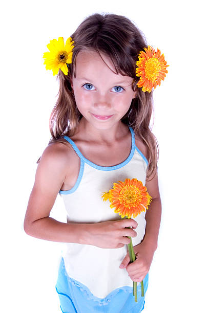 istock cute girl with flowers 153489422