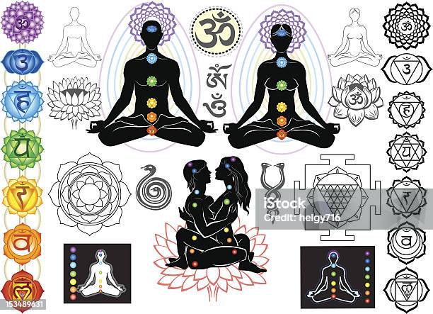 Esoteric Chakras I Symbole - Stockowe grafiki wektorowe i więcej obrazów Symbol - Symbol, Aura, Buddyzm