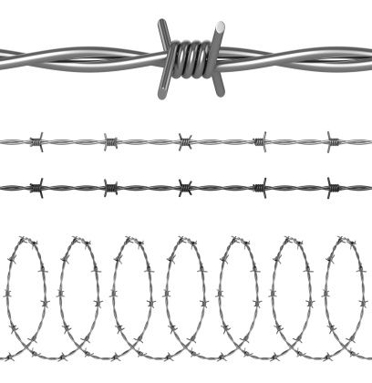 set of seamless barbed wires 3d illustration