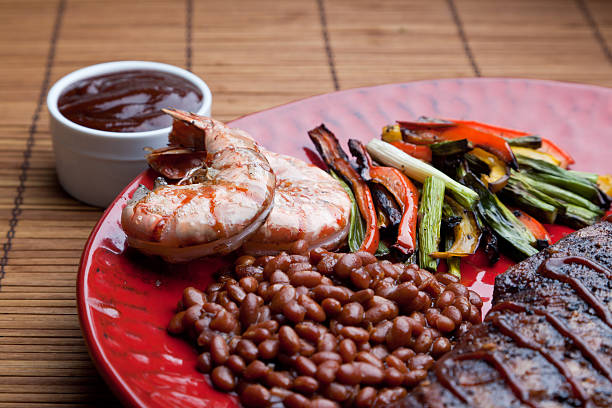 istock Grilled Shrimp, Ribs and Baked Beans 153490086