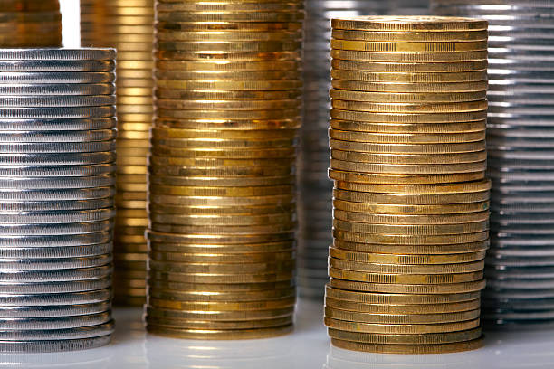 istock Golden and silver coin stacks 153490417