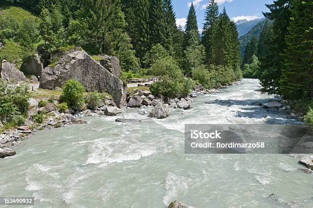 Aerial Shot Of Sarca River In Val Di Genova Italy Stock Photo - Download Image Now - Horizontal, Landscape - Scenery, Nature