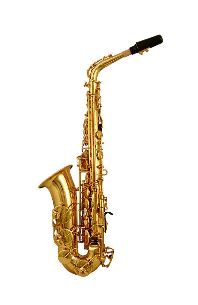 istock Golden saxophone isolated on white 153493602