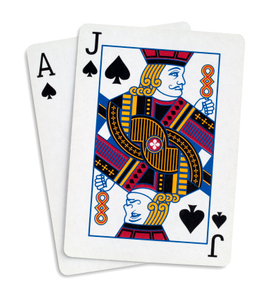 Blackjack with Ace and Jake of spades