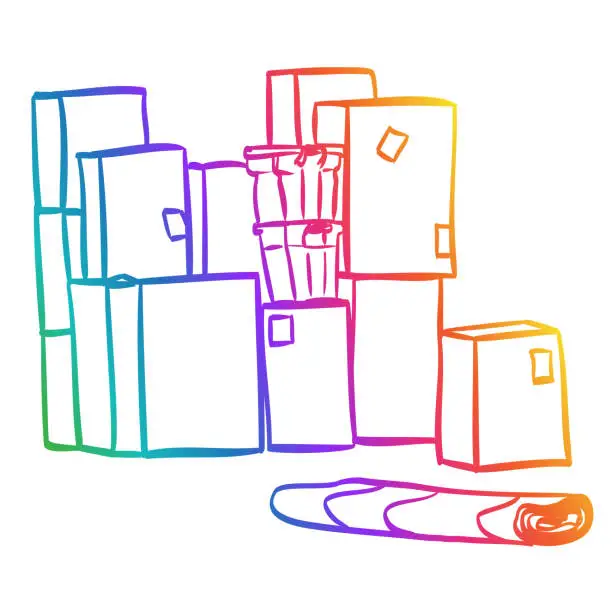 Vector illustration of Moving Boxes Rainbow