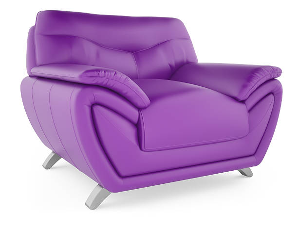 Purple chair on a white background stock photo