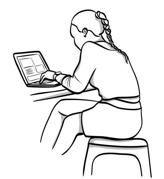Vector illustration of Remote Worker At Coffeeshop