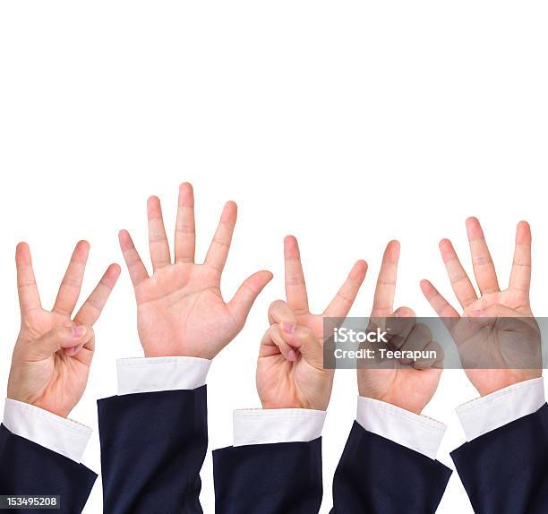 Collection Of Counting Hand Signs Stock Photo - Download Image Now - Adult, Adults Only, Black Color