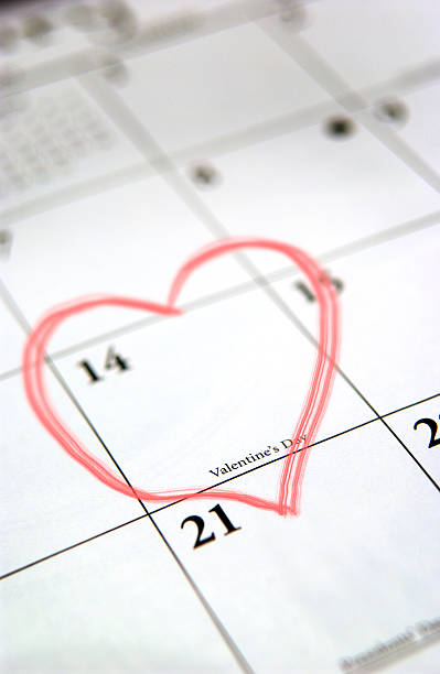 istock Calendar with heart drawn on Valentines Day 153495884