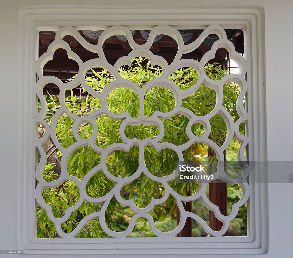 White Fenster mit Bambus - Lizenzfrei Architektur Stock-Foto