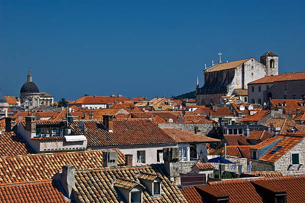 Roofs of Dubrovnik town centre, Croatia stock photo