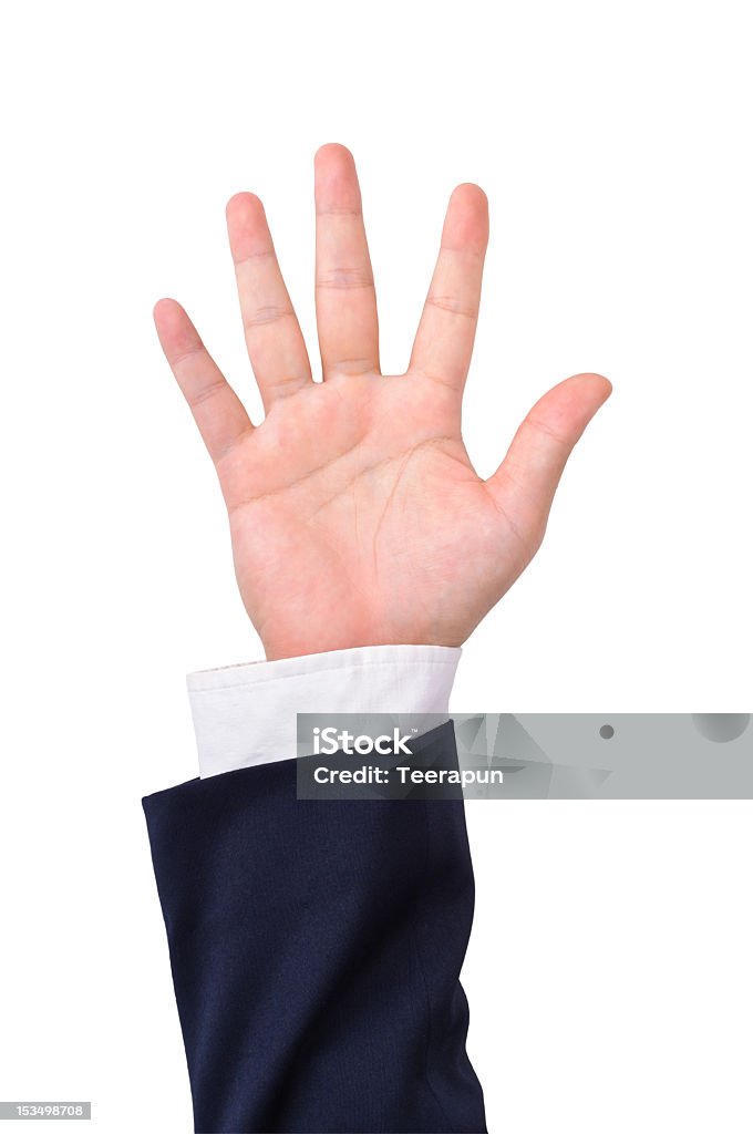 Hombre de negocios con la mano de señal - Foto de stock de Adulto libre de derechos