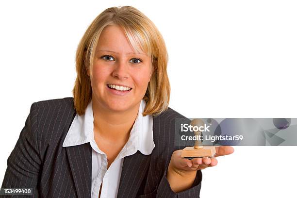 Young Woman With Stamp Stock Photo - Download Image Now - Adult, Adults Only, Business