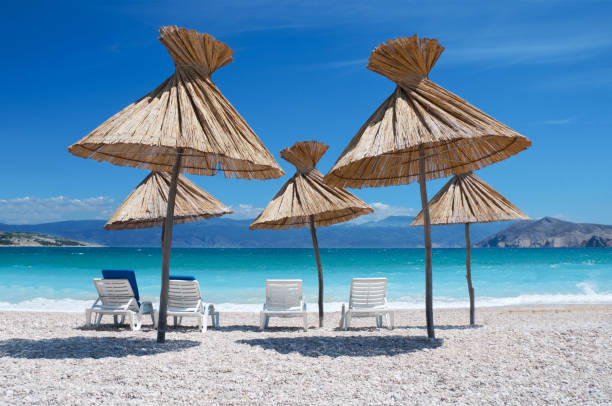 Beach in Baska on island Krk in Croatia. Summer time.