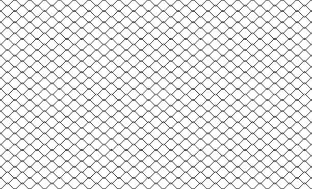 istock Steel wire chain link fence or rabitz seamless pattern. Metal lattice with rhombus shape silhouette. Grid fence background. Prison wire mesh seamless texture. Vector illustration on white background 1535006545