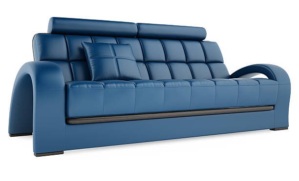 Blue sofa on a white background stock photo
