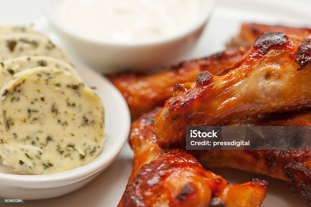 buffalo wing platter buffalo wing platter, with herb butter and dressing Appetizer Stock Photo