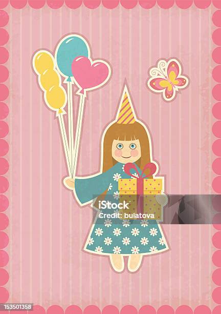 Birthday Greeting Card Stock Illustration - Download Image Now - Art, Art And Craft, Balloon