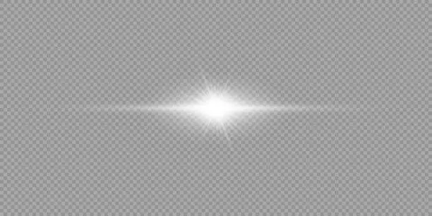 Vector illustration of White horizontal light effect of lens flares