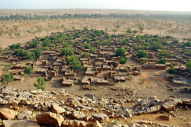 A horizontal overview of a Dogon village in Mali