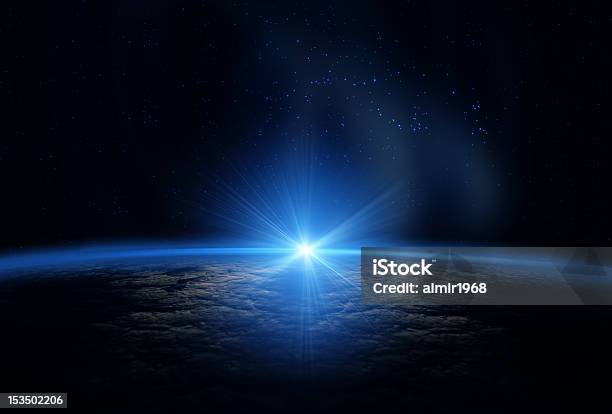 Sun Emerging Over The Curvature Of The Earth From Space Stock Photo - Download Image Now