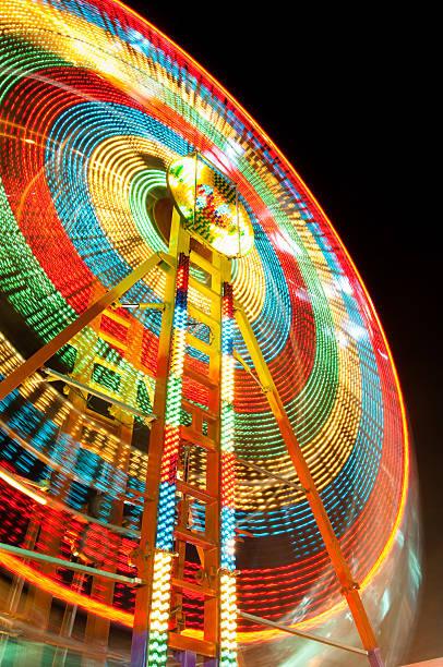 istock Colourful ferris wheel light trail 153504686