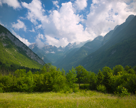 Peaceful valley in the European Alps, Slovenia
