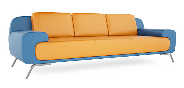 Blue sofa on a white background stock photo