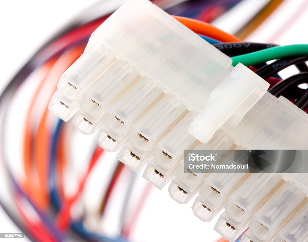 Conector macho con cables eléctricos colorido - Foto de stock de Artículo médico libre de derechos